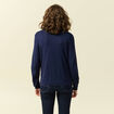 Pull ajour&eacute; manches longues en coton bleu marine femme