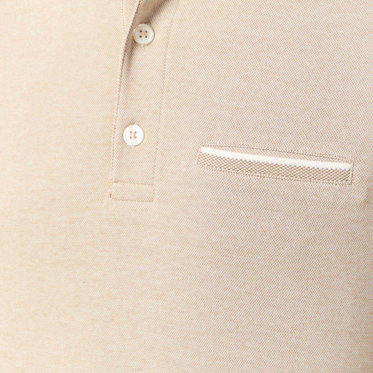 Polo cintr&eacute; manches longues taupe homme