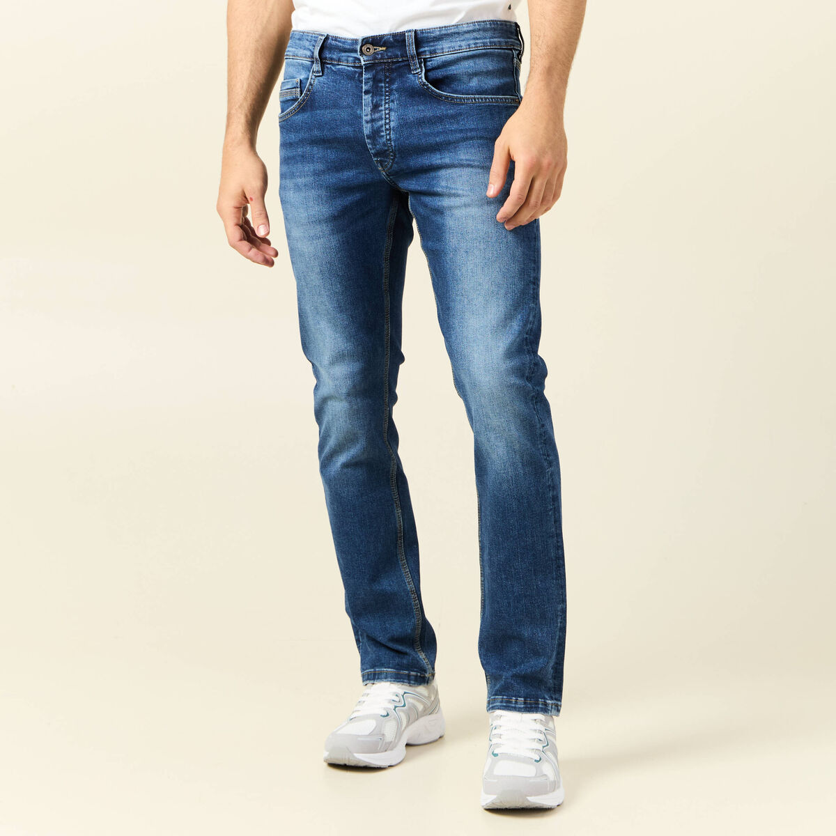 Jeans straight éco-responsable denim stone homme