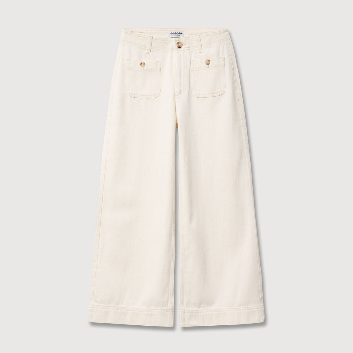Jeans loose cropped taille standard ecru femme