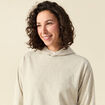 Sweat &agrave; capuche manches longues brillant gris femme