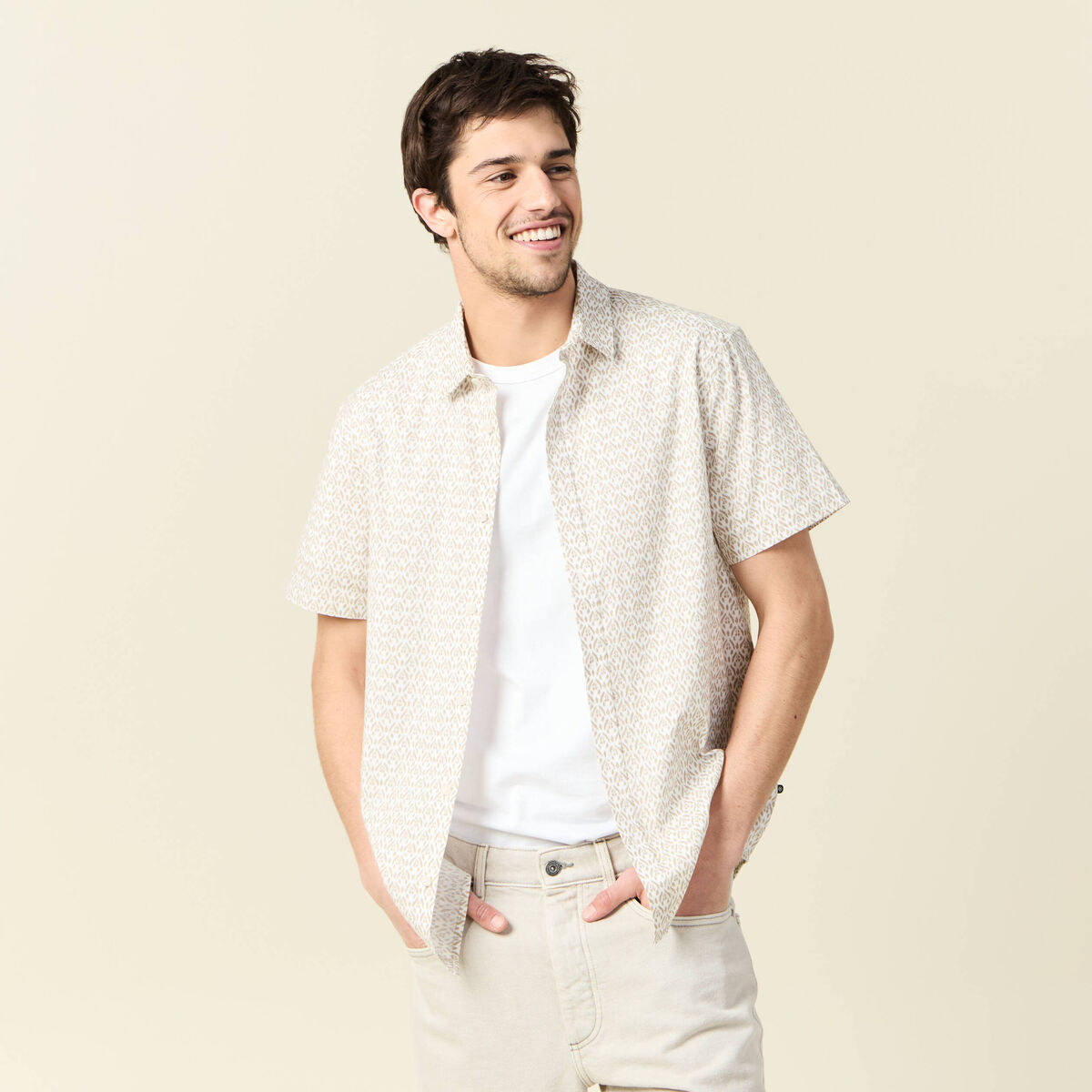 Chemise manches courtes blanc homme