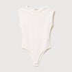Body ajust&eacute; col rond manches d&eacute;bardeur ecru femme