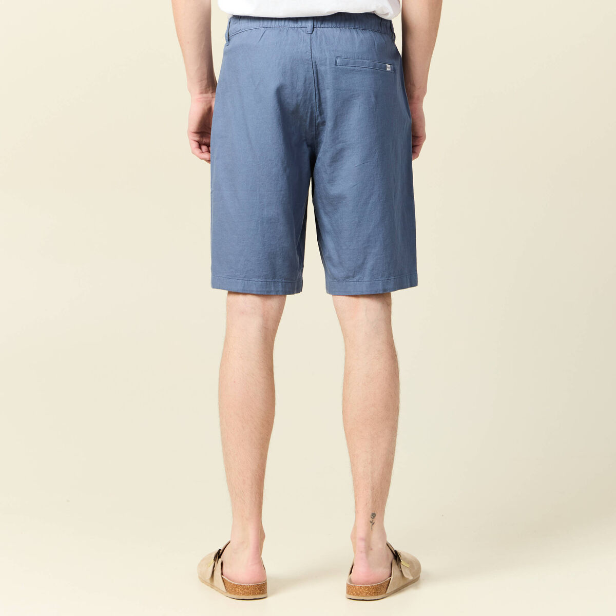 Bermuda droit bleu fonc&eacute; homme