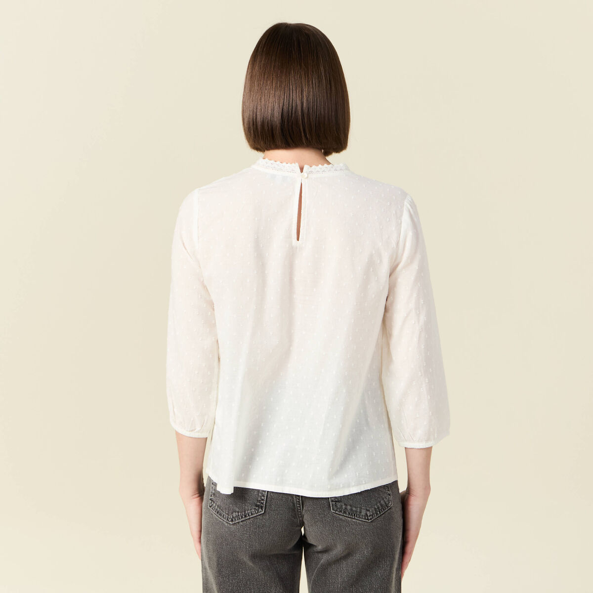 Blouse manches 3/4 ecru femme
