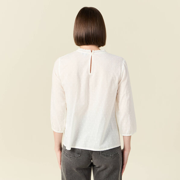 Blouse manches 3/4 ecru femme