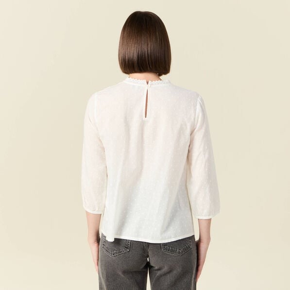 blouse manches 34 ecru femme Blouse manches 3/4 ecru femme