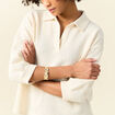 Polo manches 3/4 brillant ecru femme