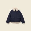 Veste droite courte col classique bleu fonc&eacute; femme