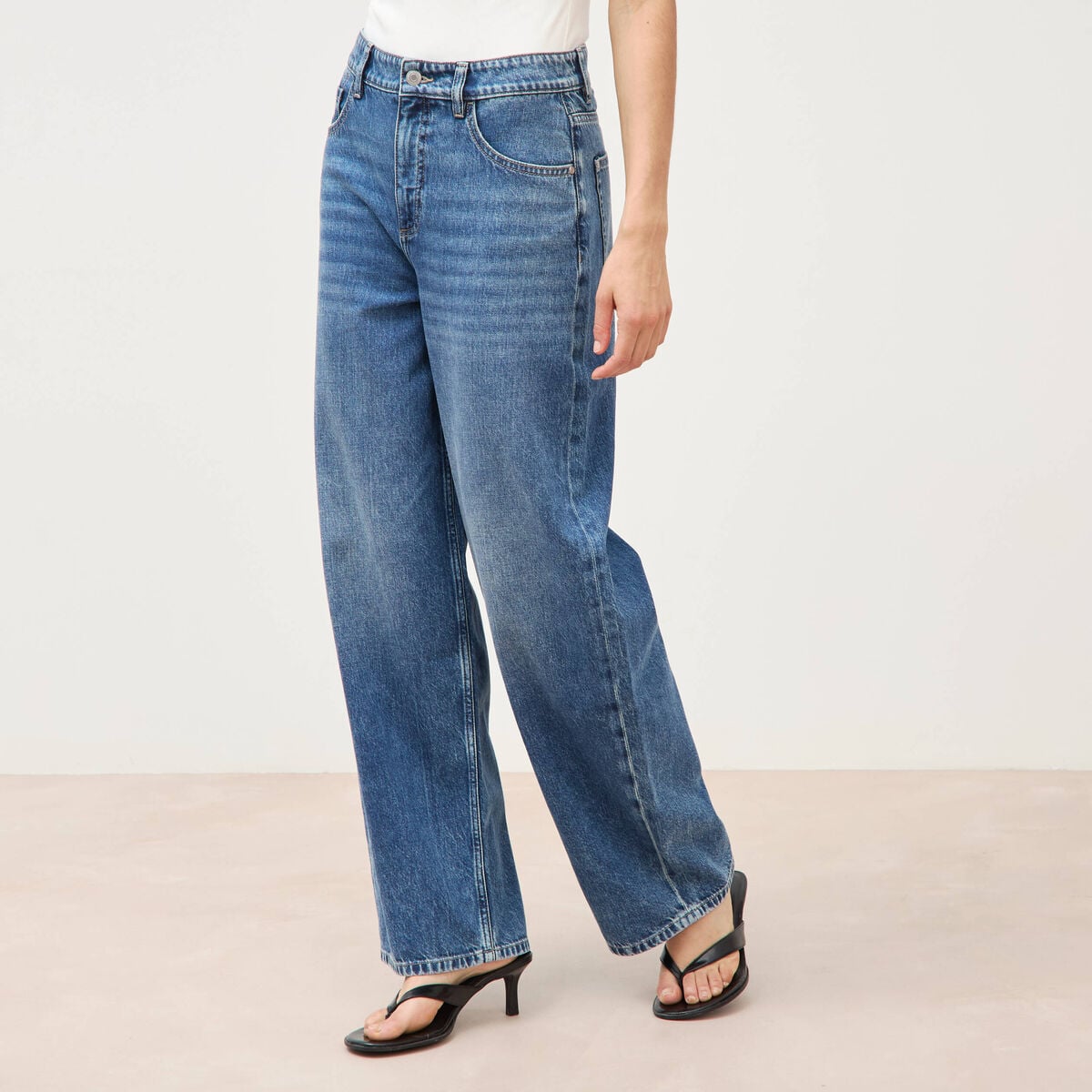 Jeans loose en coton denim used femme