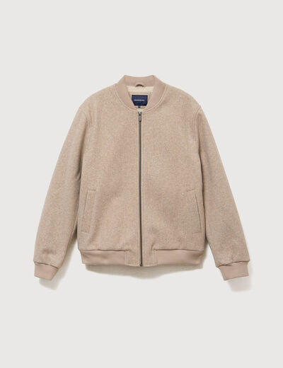 Blouson doubl&eacute; manches longues beige homme