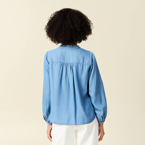 Blouse manches longues denim stone femme