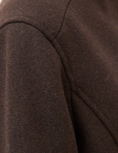 Veste oversize courte col tailleur marron fonc&eacute; femme