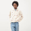 Sweat bouclette sherpa col montant ivoire femme