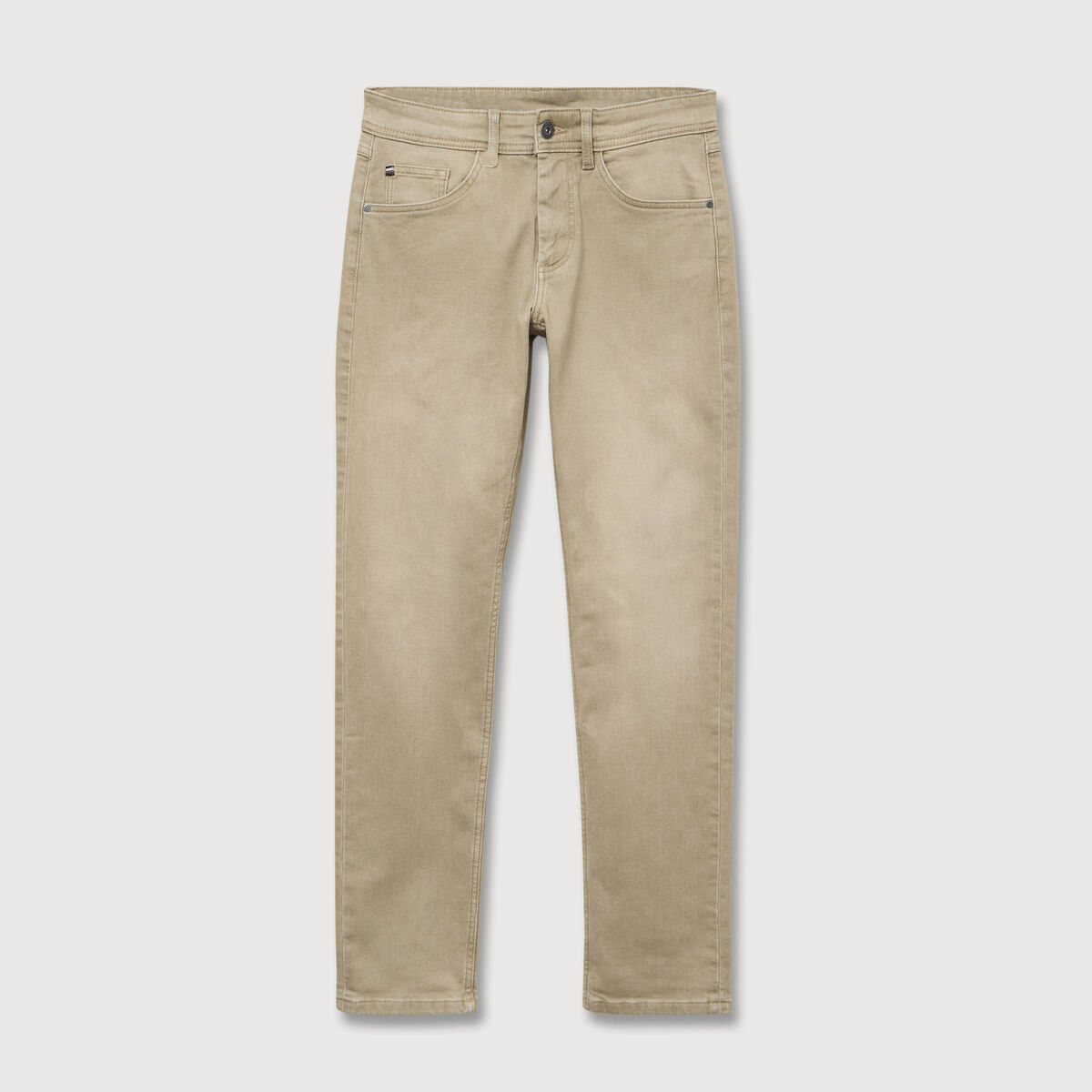 Jeans straight longueur 34 denim vert kaki homme