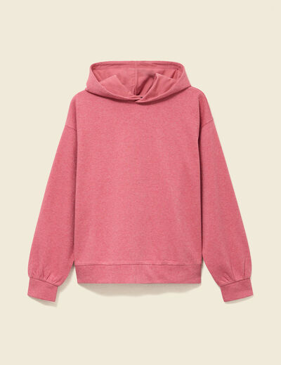 Sweat &agrave; capuche manches longues brillant mauve femme