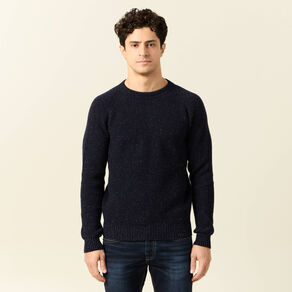 Pull manches longues fabriqué en France bleu marine homme