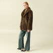 Manteau manches longues doubl&eacute; marron femme