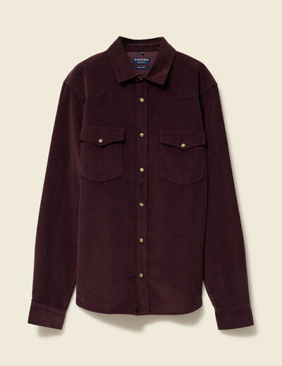 Chemise col classique manches longues bordeaux homme