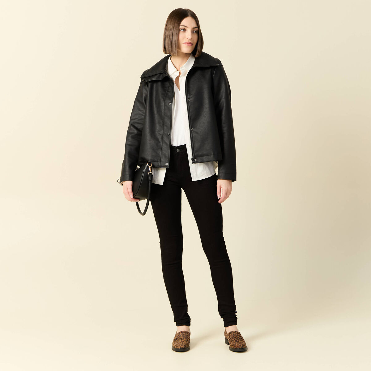 Jeans skinny push-up taille standard denim noir femme