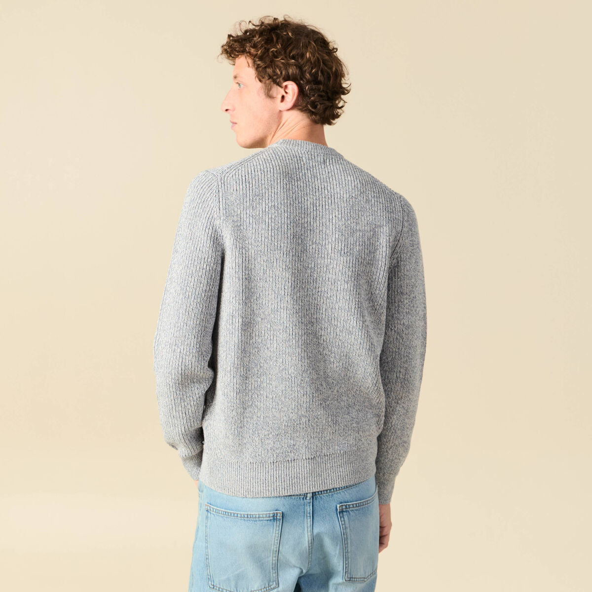 Pull manches longues bleu gris homme
