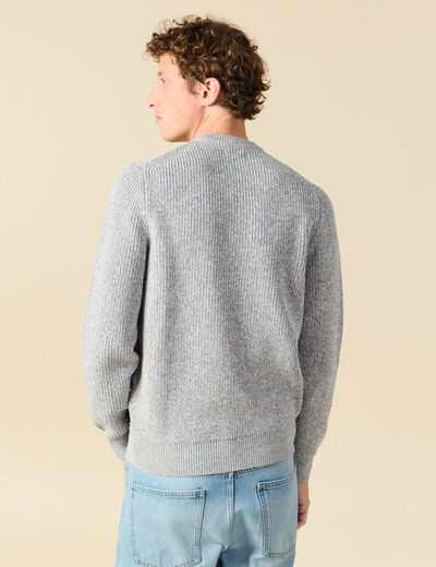 Pull manches longues bleu gris homme
