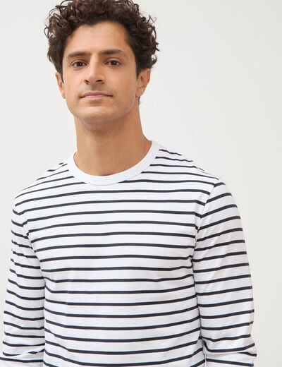 Marini&egrave;re manches longues col rond bleu marine homme