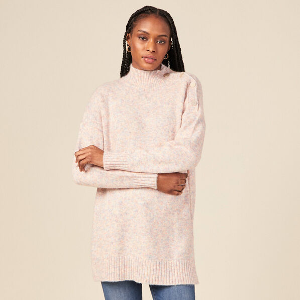 Pull long oversize orange foncé femme
