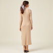 Robe pull longue moulante beige femme