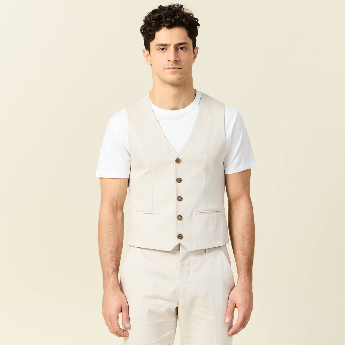 Veston sans manches sable homme