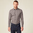 Chemise cintr&eacute;e en coton manches longues bleu marine homme
