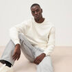 Sweat col rond manches longues en coton ecru homme