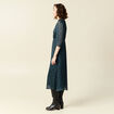 Robe longue évasée manches 3/4 bleu canard femme