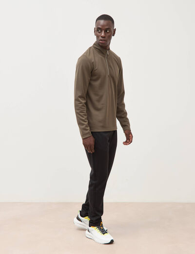Sweat droit col montant manches longues taupe homme