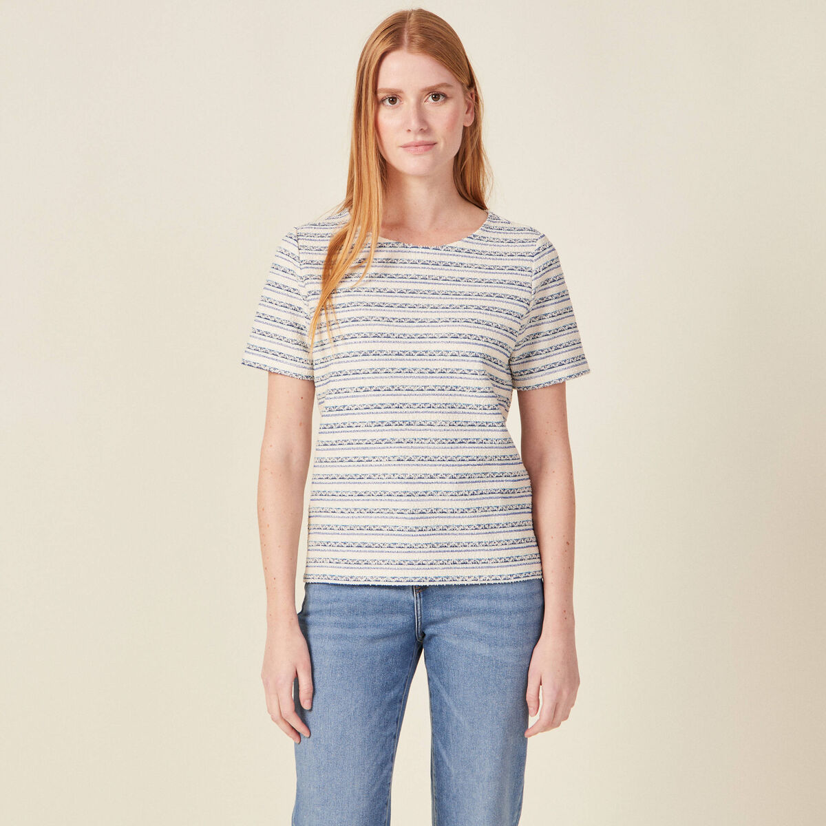 T-shirt manches courtes bleu foncé femme