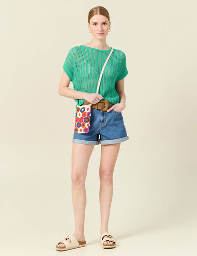 Pull ajouré éco-responsable vert menthe femme