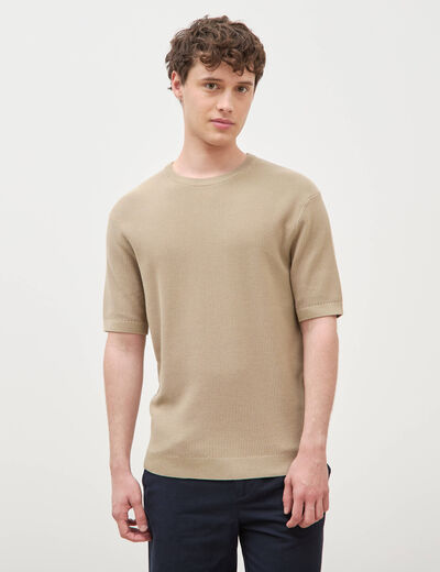 T-shirt en coton manches courtes beige homme
