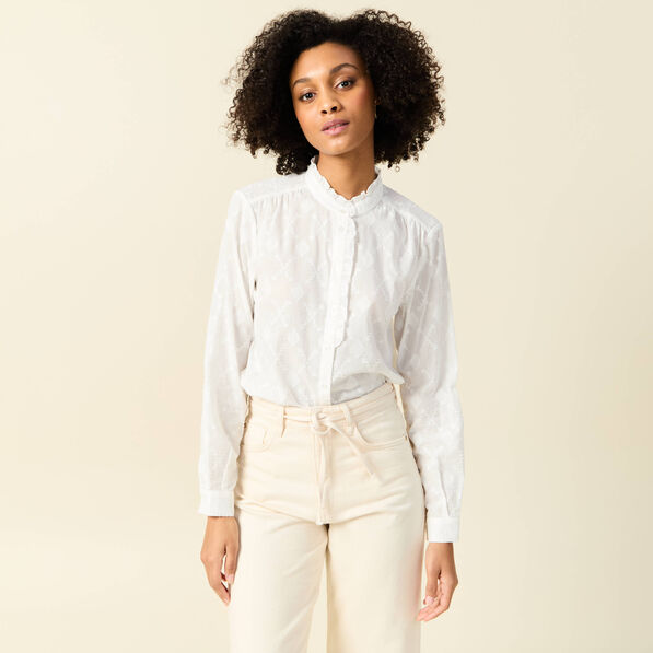 Chemise manches longues ecru femme