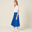 Jupe midi droite satin bleu electrique femme