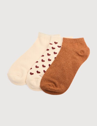 Lot de 3 paires de chaussettes marron cognac femme