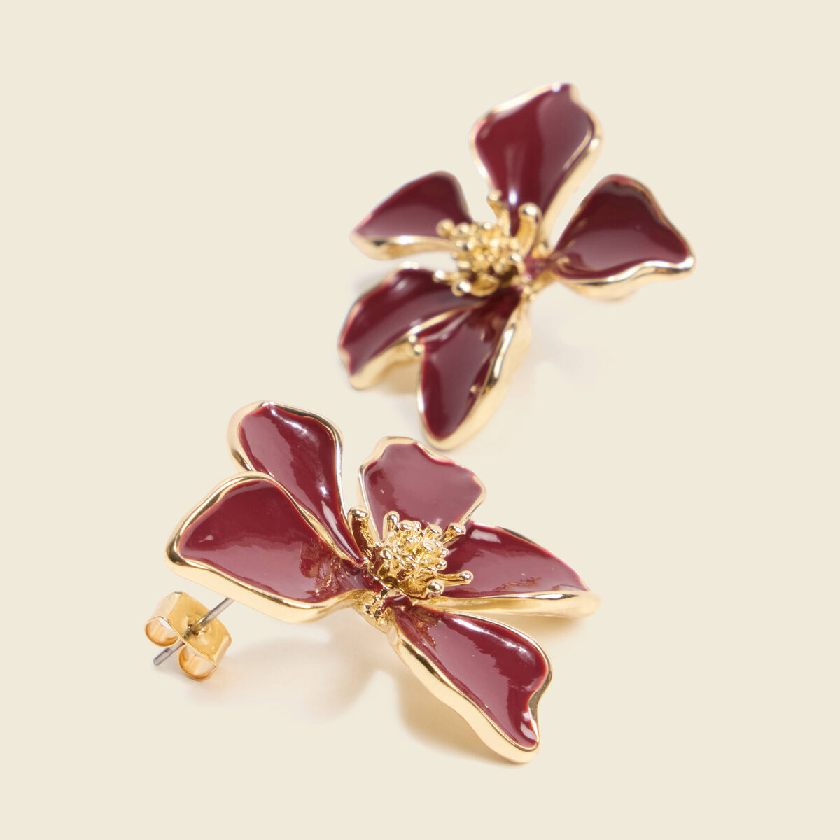 Boucles d'oreilles fleurs orange fonc&eacute; femme