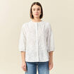 Chemise manches 3/4 brodée ecru femme