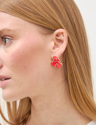 Boucles d'oreilles rouge fonc&eacute; femme