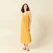 Robe longue évasée fluide jaune femme