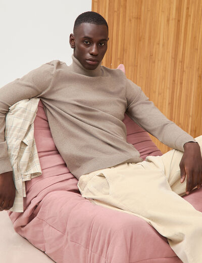 Pull manches longues vert kaki homme