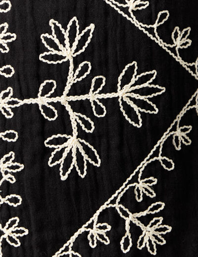 Veste droite brodée noir femme