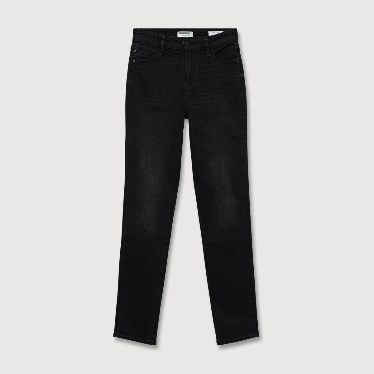 Jeans slim taille haute denim noir femme