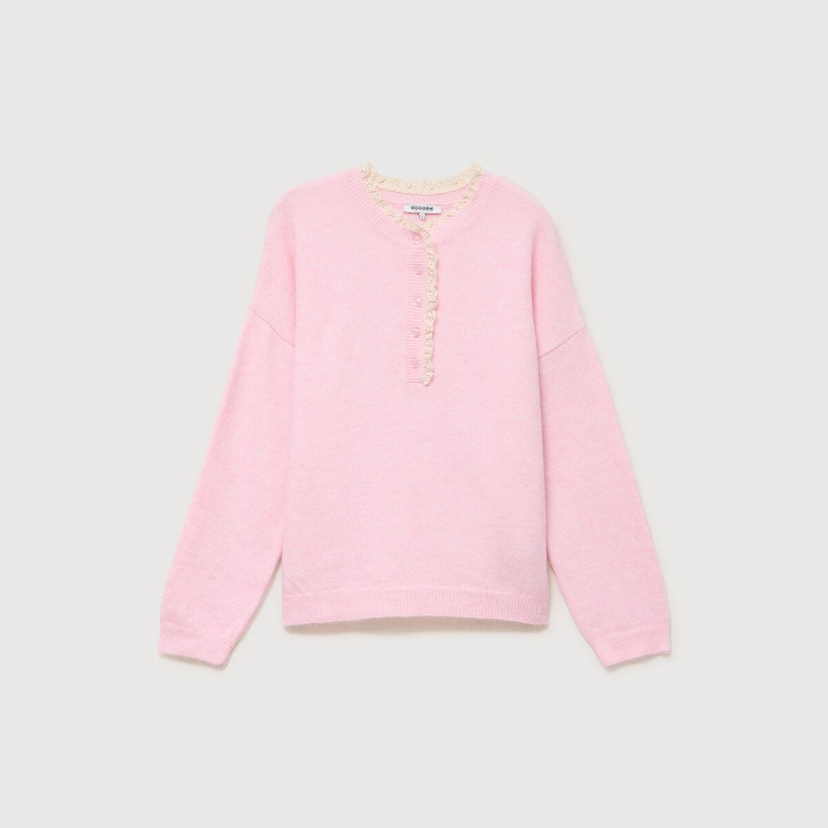 Pull col tunisien manches longues rouge clair femme
