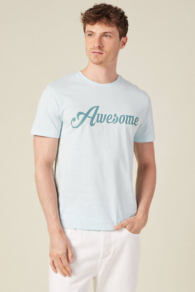 T-shirt manches courtes bleu ciel homme