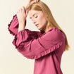 Blouse manches longues volants vieux rose femme
